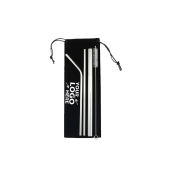Stainless Steel Drinking Straws Set with Cleaning Brush